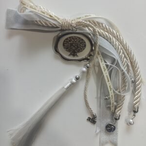 Γούρι με ασημένιο μεταλλικό ρόδι και σμάλτο