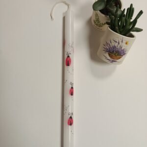 Λαμπάδα ζωγραφισμένη στο χέρι με πασχαλίτσες